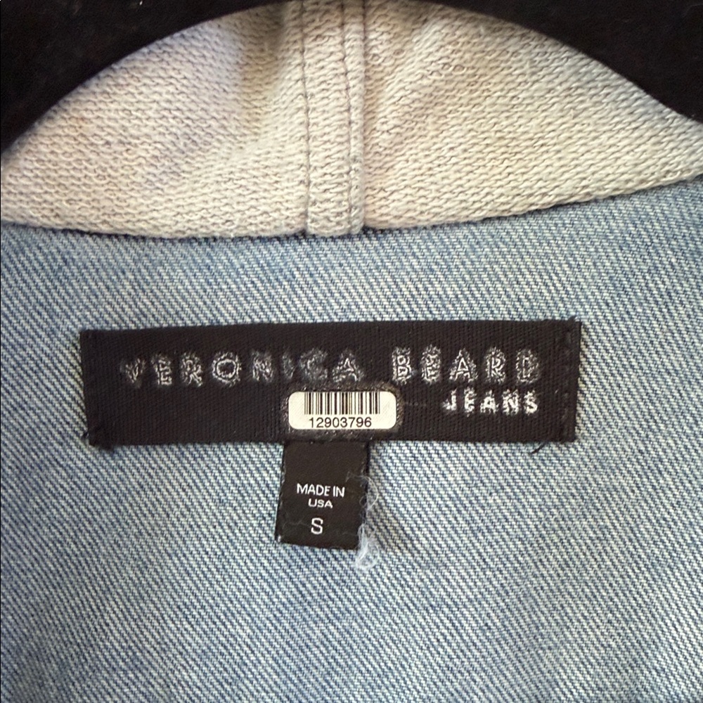 Veronica Beard Blue Jean Jacket with Gray Hoodie - Picture 6 of 6